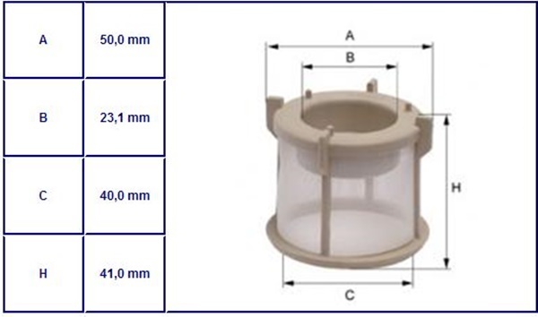 Filtr paliva - sítko DAF 75CF,85CF, 95XF,XF95, MERCEDES Actros, MK/ NG OM401LA 402LA/ 441