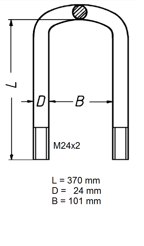 Třmen pera 100x360/M24x2 s maticemi ZN MAN E2000, F2000