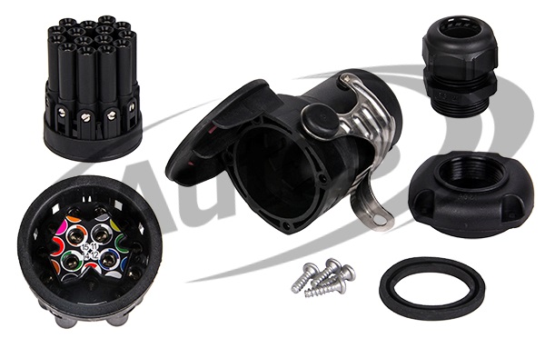 Zástrčka elektrická 24V/16A 15pin ADR plastová, šroubovací kontakty