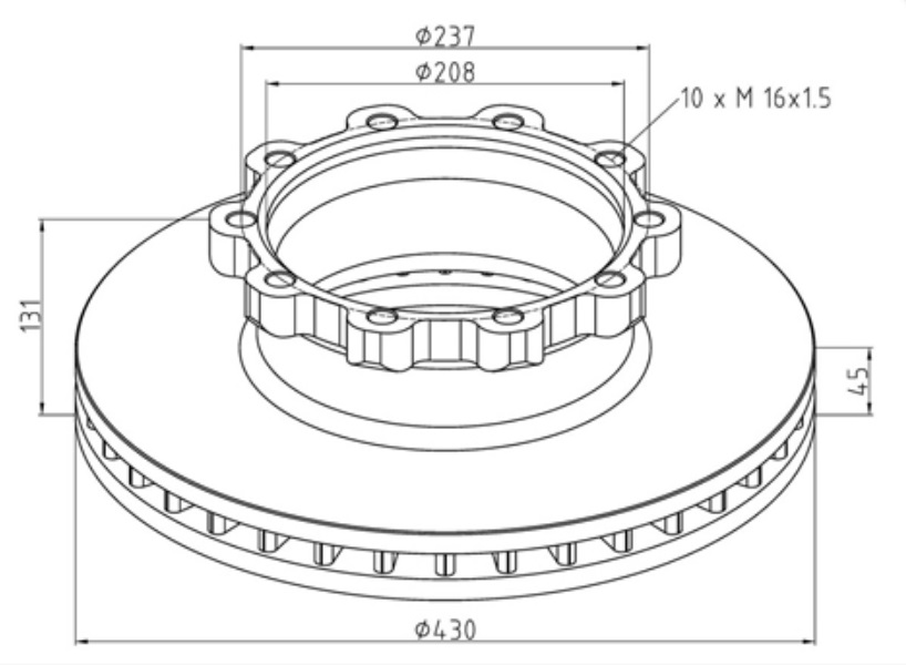Kotouč brzdový 430x45x131 ZN SCANIA P,G,R,T, od 01.2003/ série 4 od 05.1995