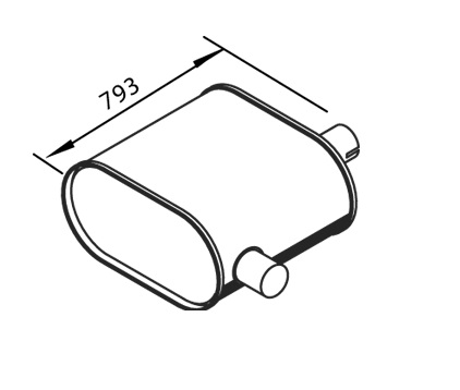 Tlumič výfuku střední 793mm RVI Premium, Manager Low Cost