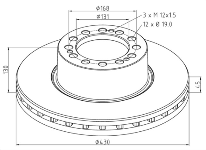 Kotouč brzdový 430x45x130 PN/ZN SAF SKRB 9022H,SKRB 9022K,SKRB 9022W