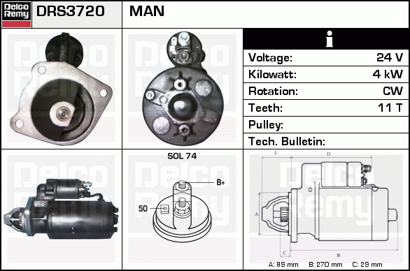 Startér 24V/4,0kW MAN L2000,TGL od 2005