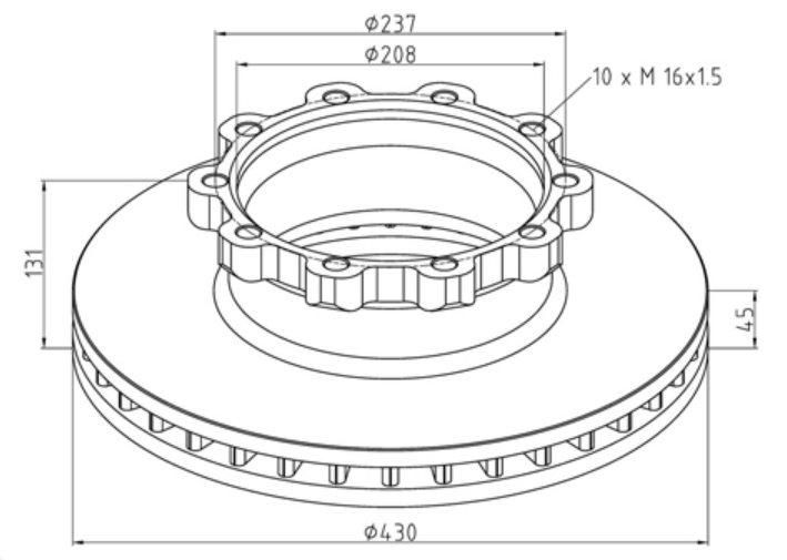 Kotouč brzdový 430x45x131 ZN SCANIA P,G,R,T, od 01.2003/ série 4 od 05.1995