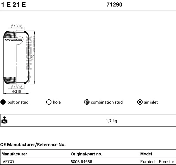 Vlnovec pérování 1E21E guma ZN IVECO Stralis