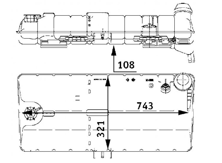 Nádrž expanzní 743x321x108 MAN F2000, E2000 D2865/D2866/D2876