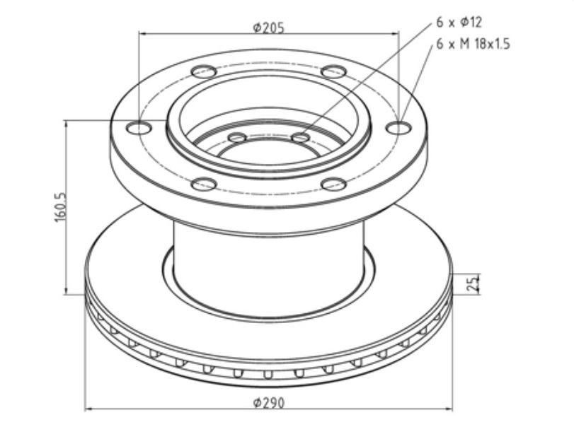 Kotouč brzdový 290x25x161 IVECO T.Daily II 59.12