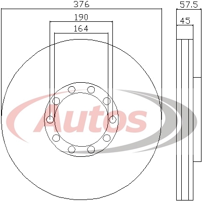Kotouč brzdový 376x45x57,5 SAF SKRB 9019KI Integral,9019WI Integral 19,5"
