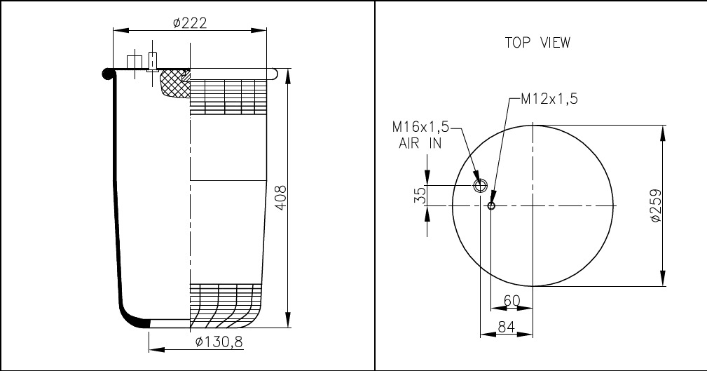 Vlnovec pérování 4885N1P01 bez zvonu MAN TGA, L2000