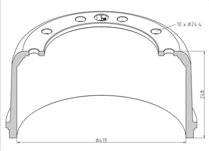 Buben brzdový 419x248 ROR, MERITOR, ROCKWELL