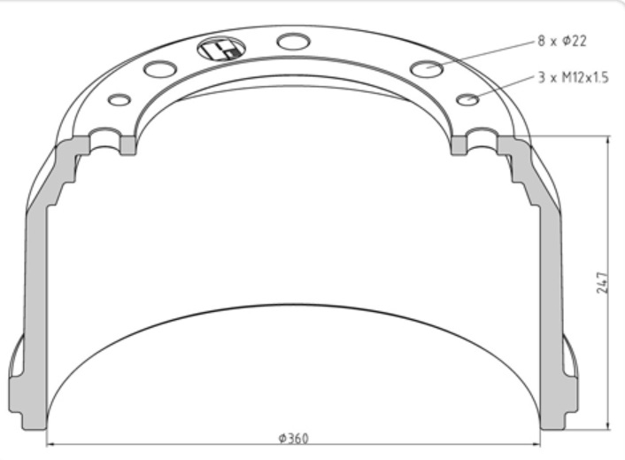 Buben brzdový 360x247 ZN MAN L2000, M2000, NL