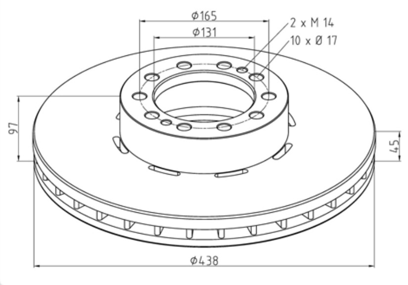 Kotouč brzdový 434x45x97 PN RVI Magnum, Premium, IVECO IRISBUS Crossway, Citybus 