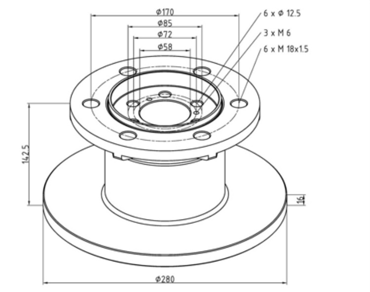 Kotouč brzdový 208x16x142 PN IVECO T.Daily 3 49.12