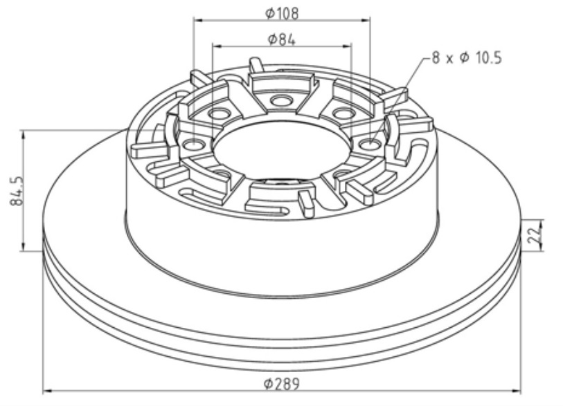 Kotouč brzdový 289x22x85 PN IVECO T.Daily 35C11/50C13