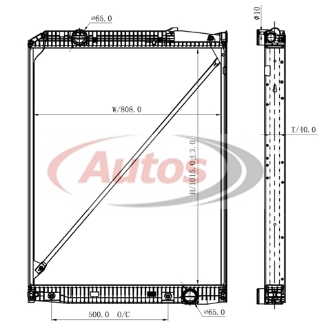 Chladič vody 1015x808x42 s rámem MERCEDES Actros MP1/MP2
