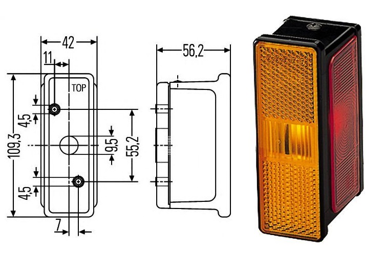 Svítilna poziční 12V/24V/ R10W /zpátečka, odazka/ P DAF, MAN, NEOPLAN, SCANIA, VAN HOOL