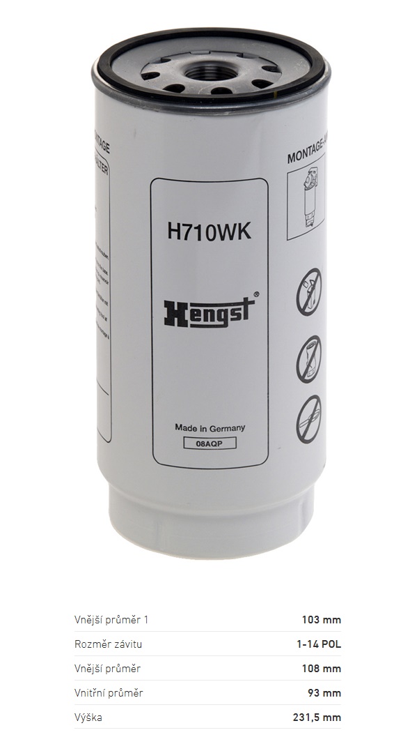 Filtr paliva DAF XF-FA, XF-FTP Euro 6, XF105, XF95, SOLARIS Urbino 10/2006, CLAAS Jaguar