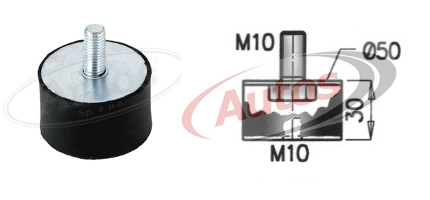 Silentblok výfuku 50x30/M10x1,5 MAN TGA, M2000, F2000, F90