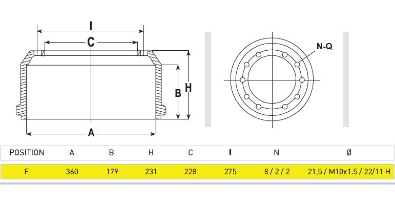 Buben brzdový 360x231 PN IVECO E.Cargo 120E15 Tector