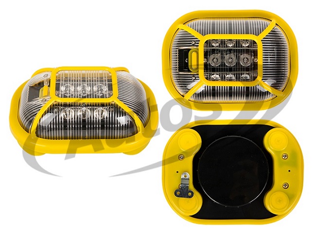 Maják výstražný AKU 3xAA/ 9xLED oranžový, provoz 10 hodin, magnetický