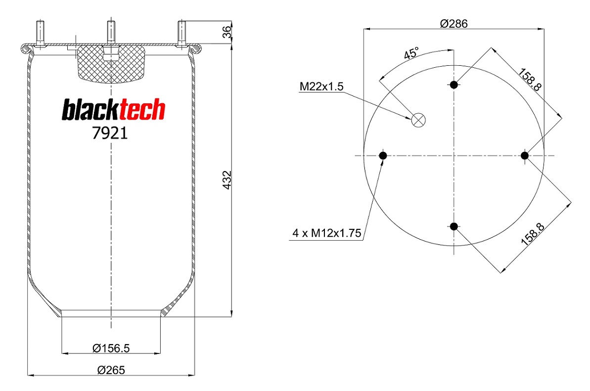 Vlnovec pérování bez zvonu SAF, ROR, RVI, SCANIA, VOLVO, HENDRICKSON, NEWAY, WEWELER
