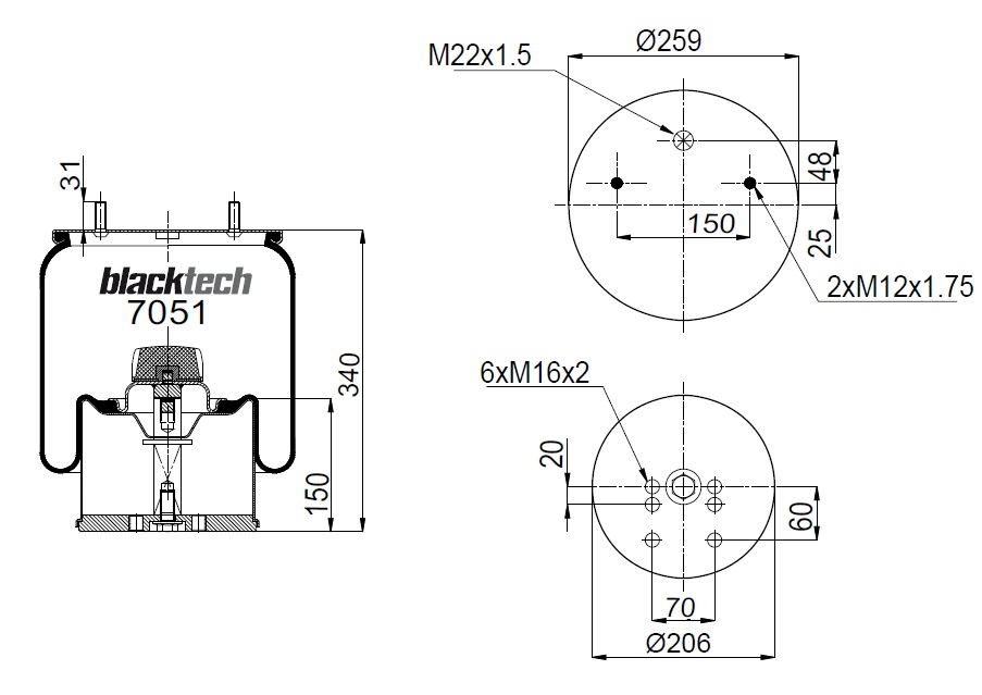 Vlnovec pérování RML 7051C železný zvon, BPW typ-30K