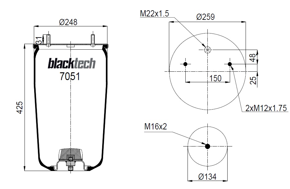 Vlnovec pérování - bez zvonu BPW typ 30K MERCEDES 940