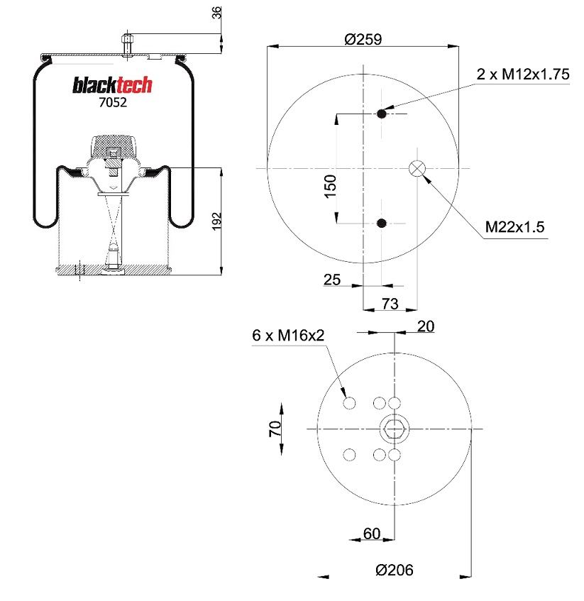 Vlnovec pérování kompletní - železný zvon, BPW typ 30, SCHMITZ Cargobull