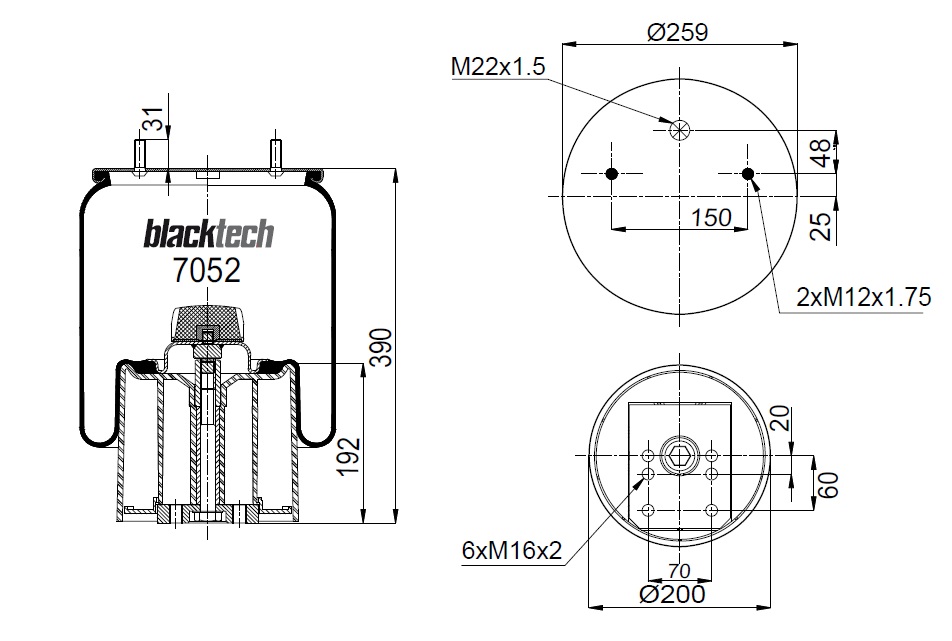 Vlnovec pérování RML 7052 CP plastový zvon, BPW typ-30