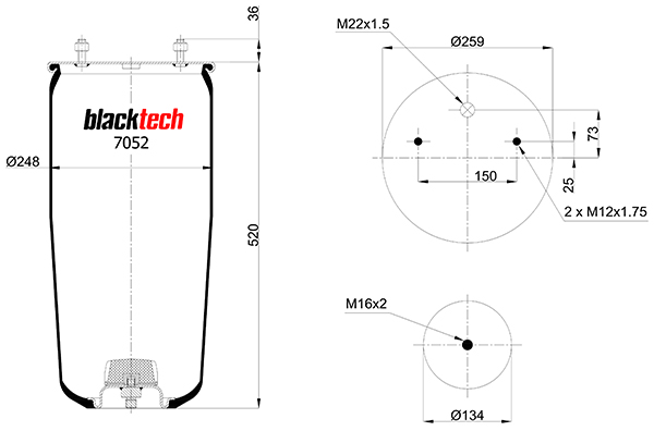 Vlnovec pérování RML 7052 bez zvonu BPW typ-30, MERCEDES 941