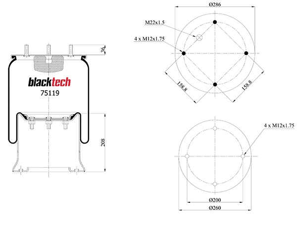 Vlnovec pérování kompletní - železný zvon SAF, MERITOR, FRUEHAUF