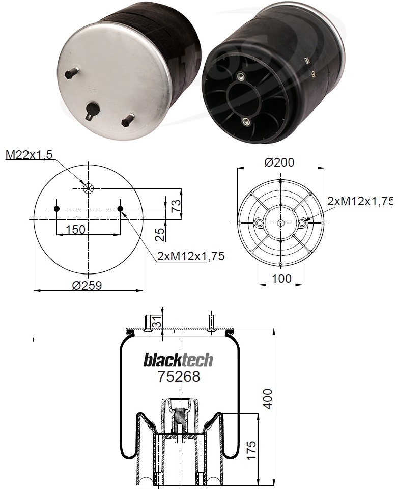 Vlnovec pérování kompletní - plastový zvon ROR, MERCEDES, MERITOR