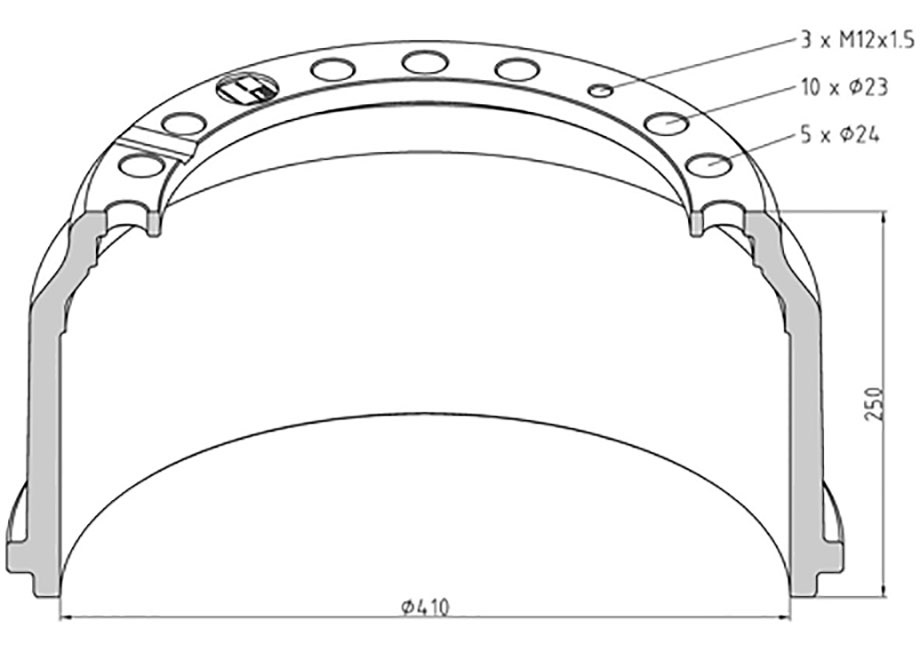 Buben brzdový 410x250 PN MAN TGS, TGA, M2000