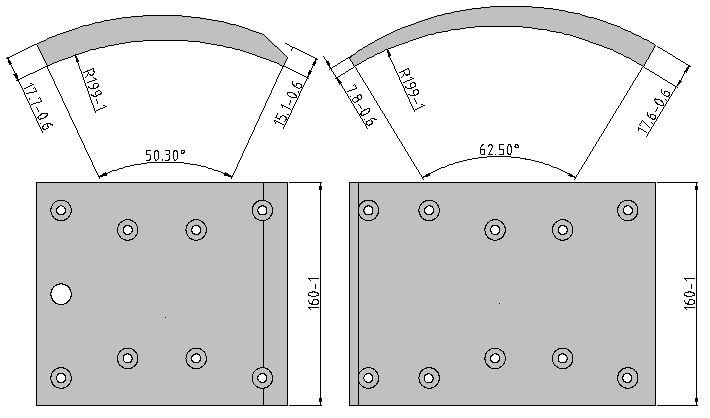 Obložení brzdové 19579.0 Fomar 160x410 MAN, BOVA, MERCEDES, NEOPLAN