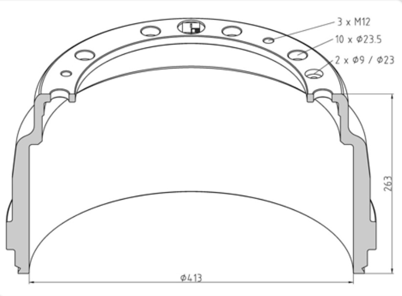 Buben brzdový 413x263 ZN SCANIA P,G,R,T,94,114,124,144