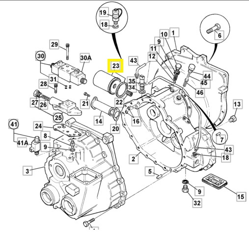 Filtr oleje převodovky JCB 3CX, 4CX