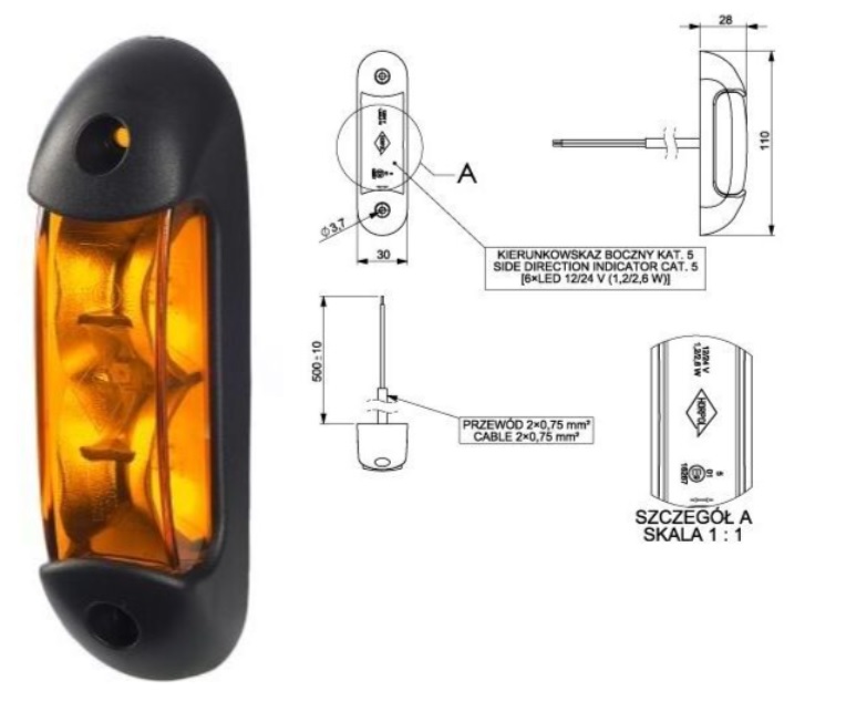 Svítilna směrová 12V/24V LED