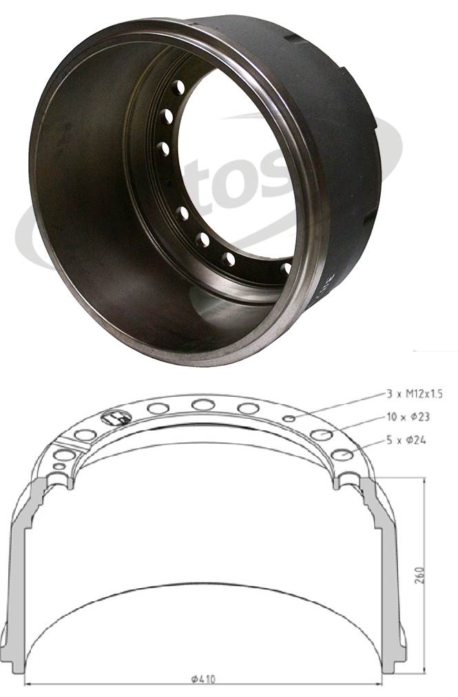 Buben brzdový 410x260 ZN MERCEDES Actros MP2, Atego, Axor, Zetros