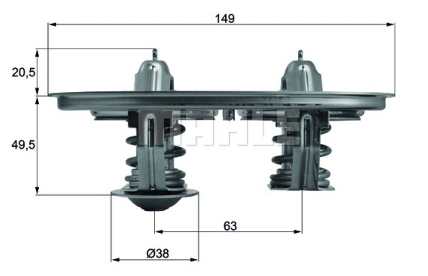 Termostat 81°C dvojitý bez těsnění SCANIA P,G,R,T  DC16.05/DC16.18/DC16.21