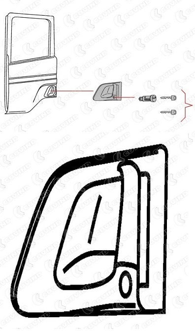 Klika dveří vnější L kompletní SCANIA 94,114,124,144,CP,CR,CT