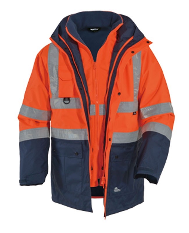 Bunda pracovní reflexní 5-ti kombinace, dlouhá, oranžovo-modrá, vel. L