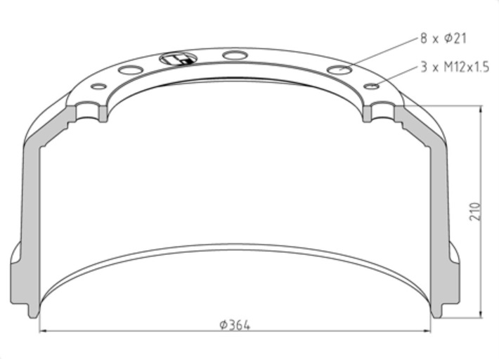 Buben brzdový 364x210 ZN MERCEDES Actros, Atego, LK,LN