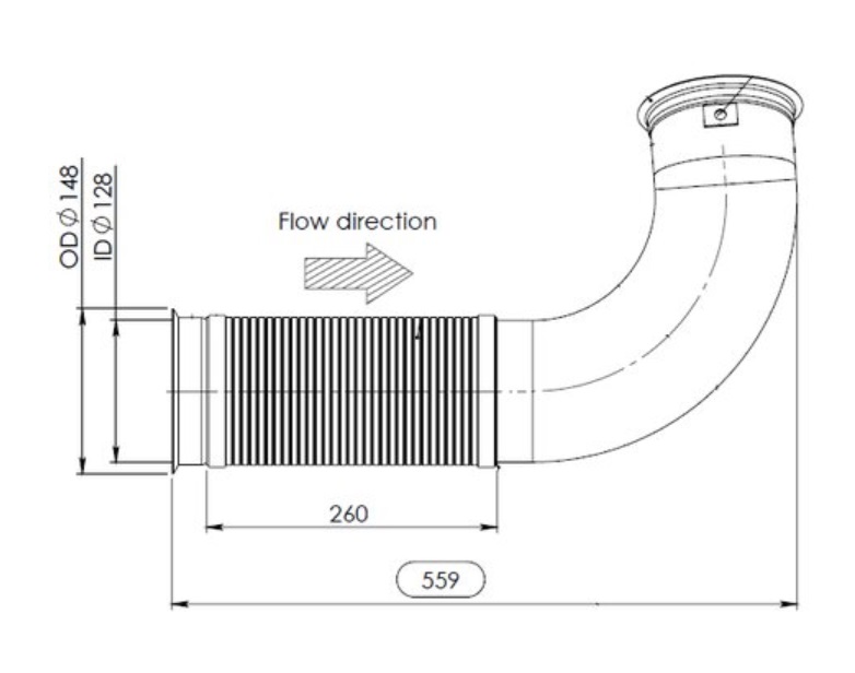 Trubka výfuku s pružným dílem 559mm DAF 85CF