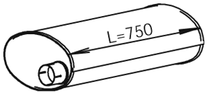 Tlumič výfuku 750mm IVECO E.Cargo 75E/ 80E/ 100E/120E/130E/150E/170E/320E