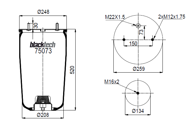 Vlnovec pérování RML75073 bez zvonu BPW typ-30