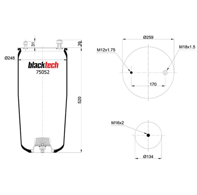 Vlnovec pérování RML75052 bez zvonu BPW