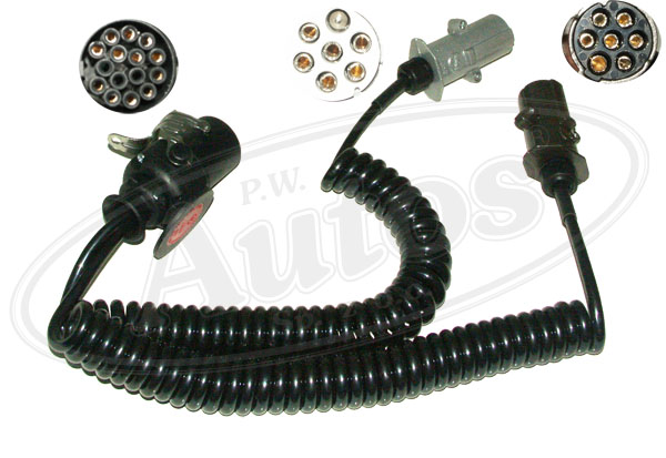 Kabel propojovací 15pin 24V /2x7pin 24V spirálový, zástrčka plast/kov 4,5m