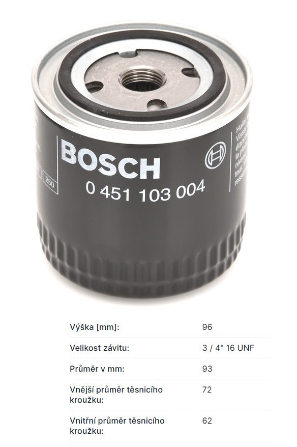 Filtr oleje SCANIA série 2/3, FIAT 127, SEAT 131/ 124