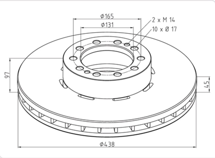Kotouč brzdový 434x45x97 PN RVI Magnum, Premium, IVECO IRISBUS Crossway, Citybus 