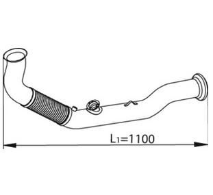Trubka výfuku přední s pružným dílem 1100mm RVI Midlum, VOLVO FL II 